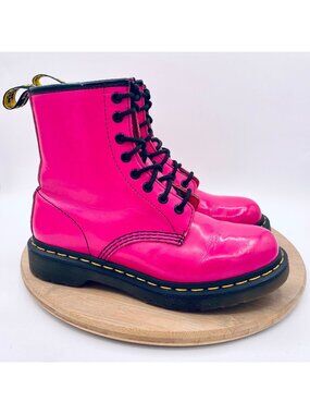 Dr Martens Boots Womens 7 38 Hot Pink Leather Lace Up Ankle Grunge